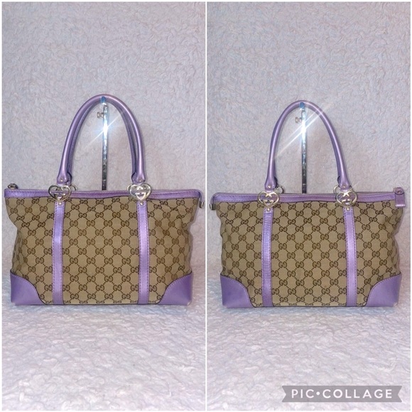 Gucci GG Guccissima Lovely Hearts Monogram Tote Bag and Wallet Set in Lavender - Picture 3 of 17